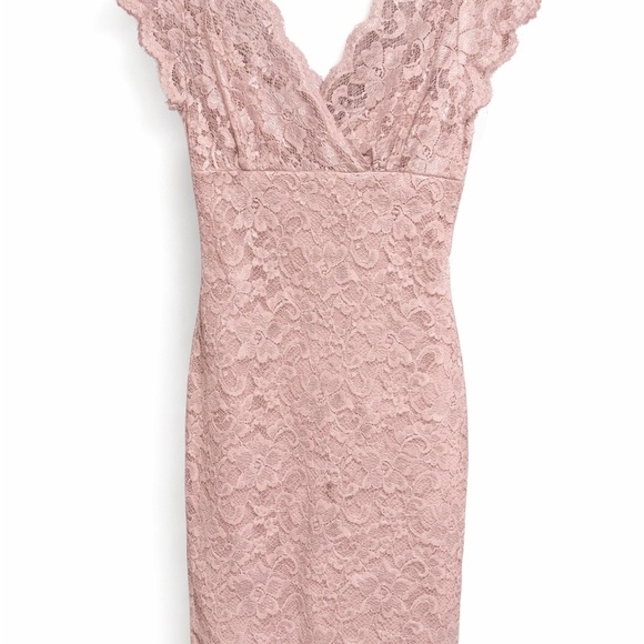 Marina Blush Pink Lace Sheath Dress Size 4 Cocktail Wedding Guest- knee length - Picture 5 of 5
